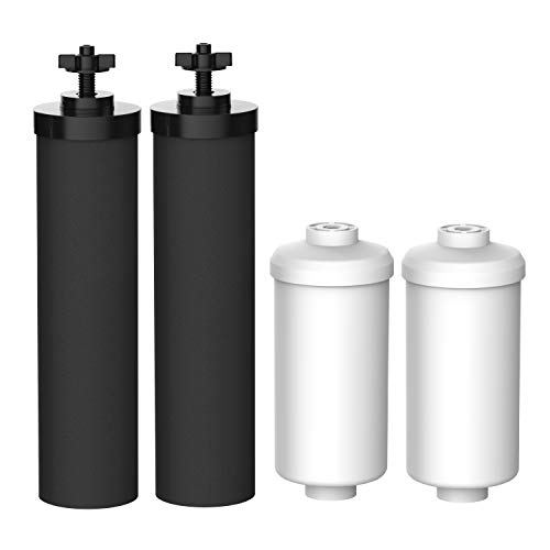 Filterlogic NSF/ANSI 372 Certified Water Filter, Replacement for Berkey® Black Filters (BB9-2) & Fluoride Filters (PF-2®) Combo Pack and Berkey®Gravity Filter System