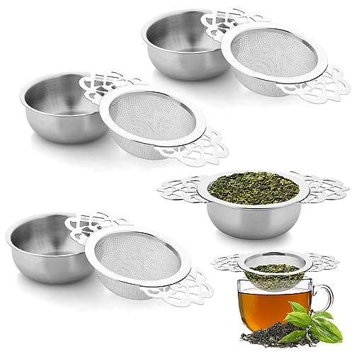 Fine Mesh Tea Strainers with Drip Bowls