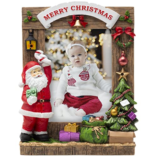 FINE PHOTO GIFTS 5x7 Merry Christmas Santa Resin Picture Frame