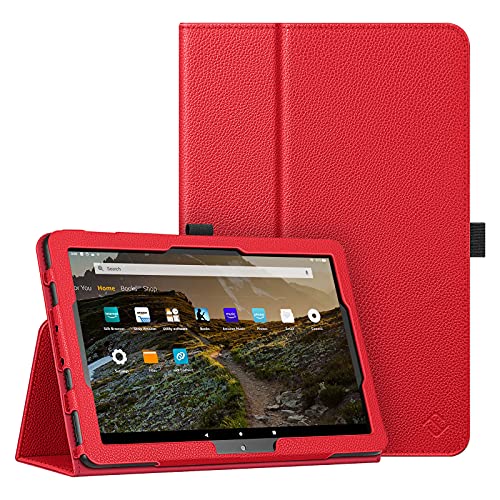 Fintie Folio Case for All-New Amazon Fire HD 10 and Fire HD 10 Plus Tablet (Only Compatible with 11th Generation 2021 Release) - Slim Fit Standing Cover with Auto Sleep/Wake, Red