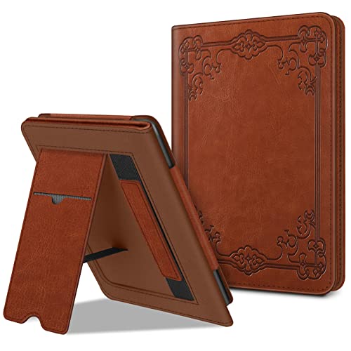 Fintie Stand Case for All-New Kindle (10th Generation, 2019) / Kindle (8th Generation, 2016) - Premium PU Leather Protective Sleeve Cover with Card Slot and Hand Strap, Vintage Brown
