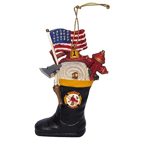 Firefighter's Boot Resin Christmas Ornament