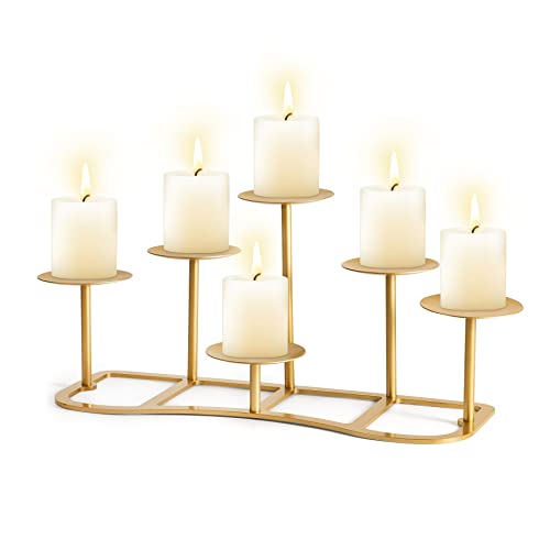 Fireplace Candelabra Candle Holder - 6 Arms Gold