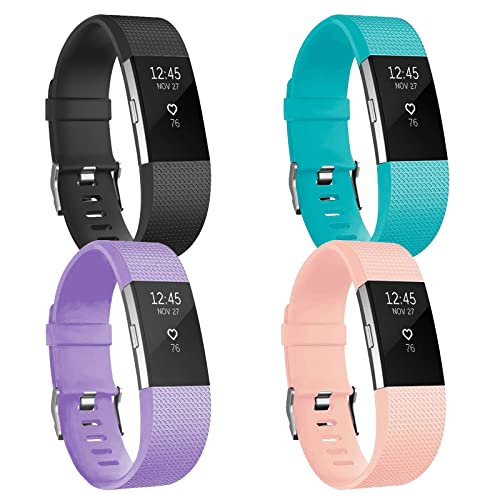 Fitbit Charge 2 Silicone Bands - 4 Pack for Women and Men
