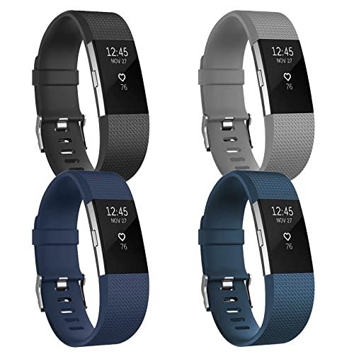 Fitbit Charge 2 Silicone Bands - 4 Pack, Variety of Colors