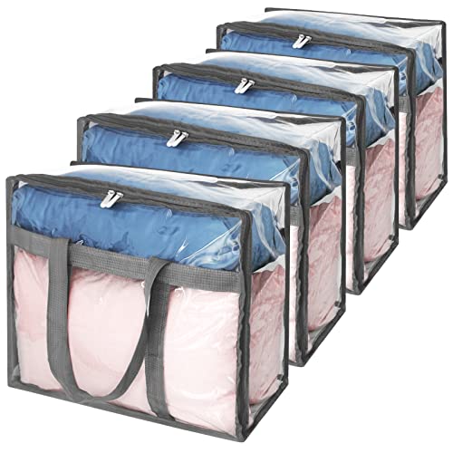Fixwal 4 Pack Clear Clothes Storage Bags