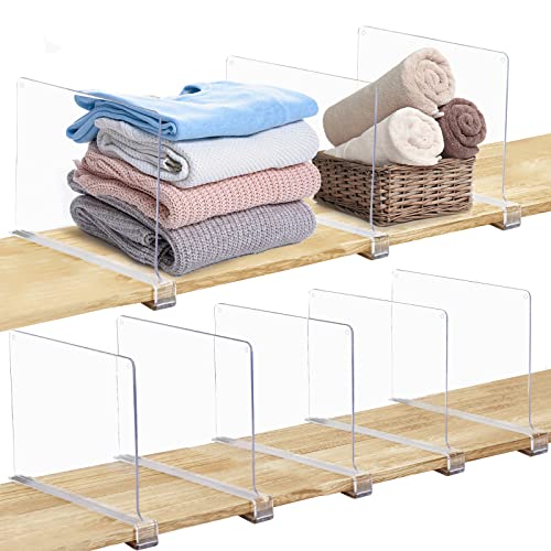 Fixwal 8pcs Acrylic Shelf Dividers for Closet Organization, Kitchen Cabinets, Bookshelves, Display Cabinets, Shoe Racks