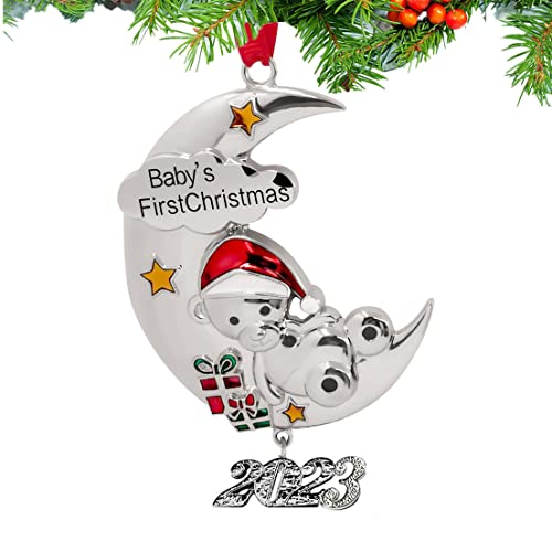 FKOG Baby's First Christmas Ornament 2023, Newborn Baby Christmas Tree Decoration Ornament My First for New Baby (Silver)