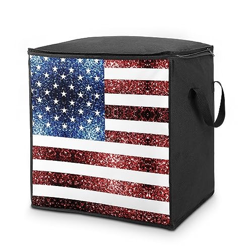 Flag Red Blue Glitter Storage Bag for Clothes