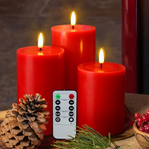 Flameless Pillar Candles with Remote, Set of 3
