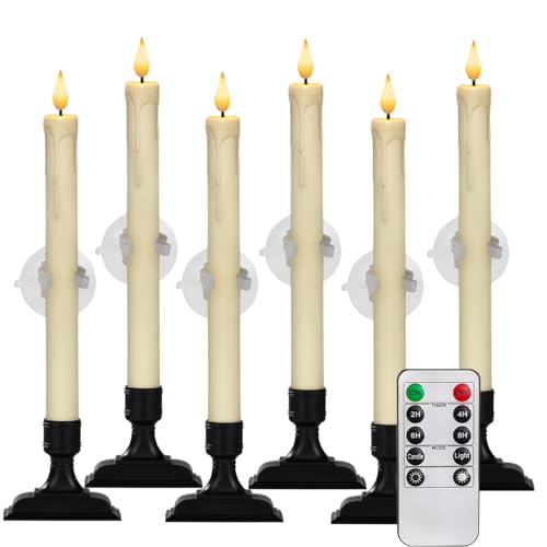 Flameless Taper Candles for Xmas Holiday Decor