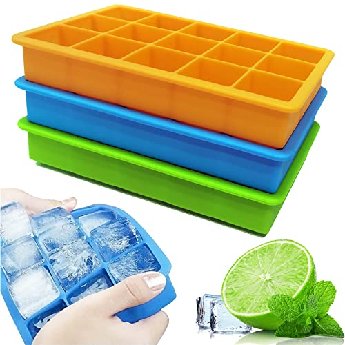  Excnorm Silicone Ice Cube Trays 3 Pack - Large Size