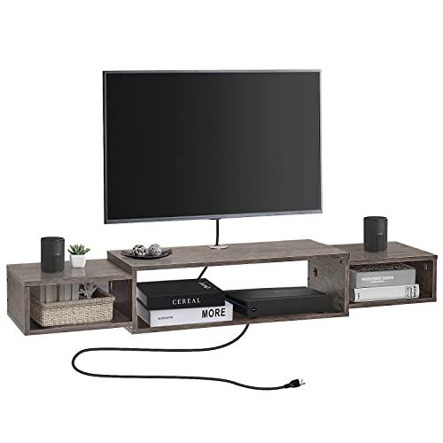 Floating Wall TV Cabinet Stand with Power Outlet