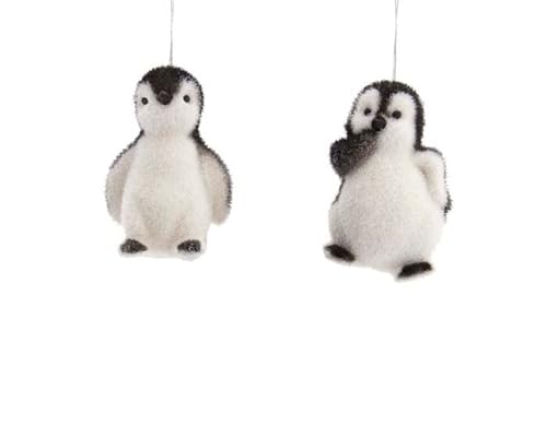 Flocked Penguin Ornaments, 2 Assorted