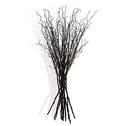 FLOERVE 12 Pcs Artificial Curly Willow Branches Plants Decorative Brown Twig Stems Spray Tall for Vase DIY Crafts Wedding Floral Arrangement Home Decor Indoor