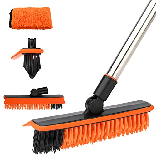 ITTAR Scrub Brushes for Cleaning, Floor Scrub Brush with Long Handle &  Small Grout Brush