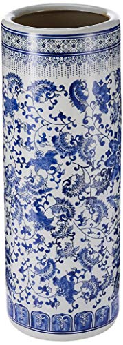 Floral Blue & White Porcelain Umbrella Stand