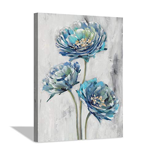 Floral Canvas Wall Art: Blossom Blue Lotus Flower Painting