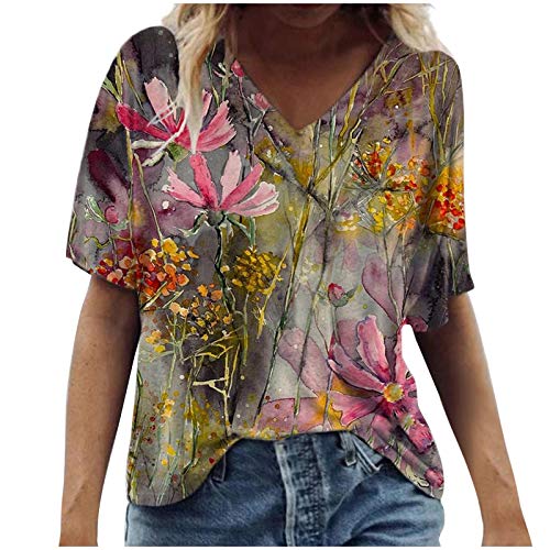 Floral Print Plus Size T Shirts for Women