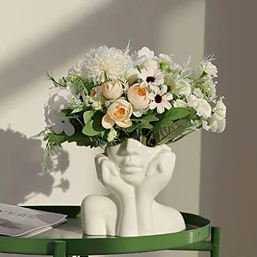 Flower Vase for Decor White Ceramic Face Vase