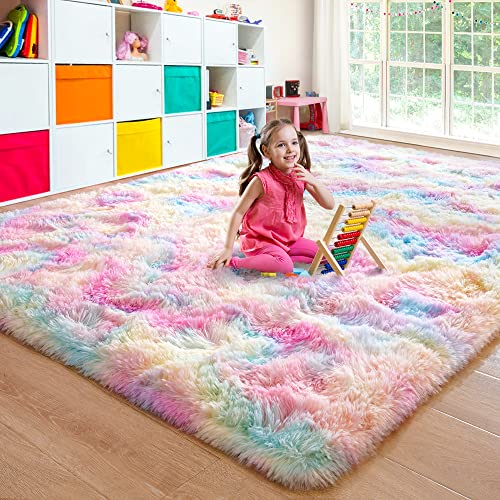 Fluffy Colorful Rugs for Girls Room