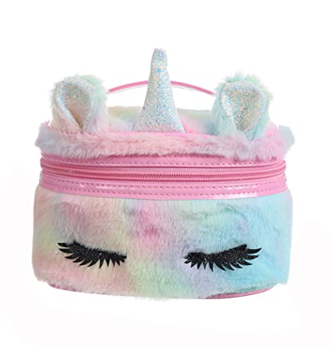 Fluffy Faux Fur Unicorn Makeup Bag - Charming and Practical