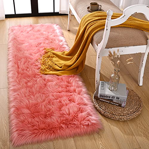 Fluffy Sheepskin Washable Rug for Girls Bedroom