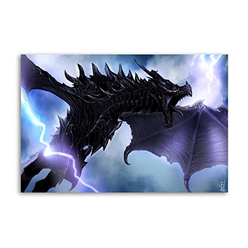 Flying Dragon Canvas Art Poster