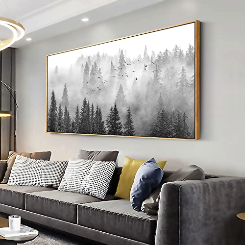 Foggy Forest Black and White Wall Art