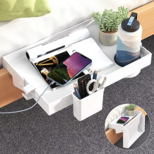 Foldable Bedside Shelf with Cup & Cord Holder