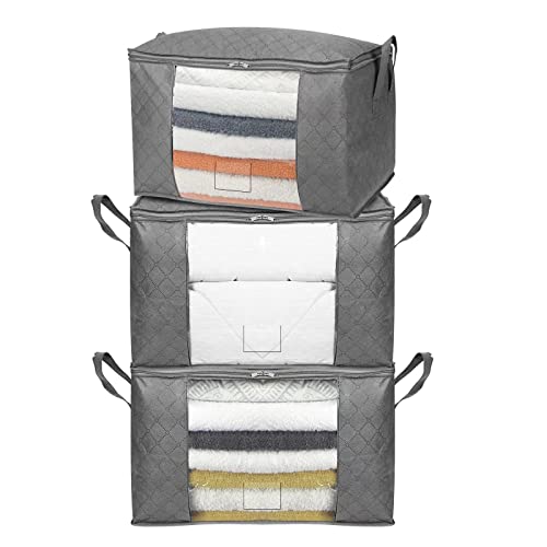 Foldable Storage Bag Organizer Cubes, 3-Pack, Gray