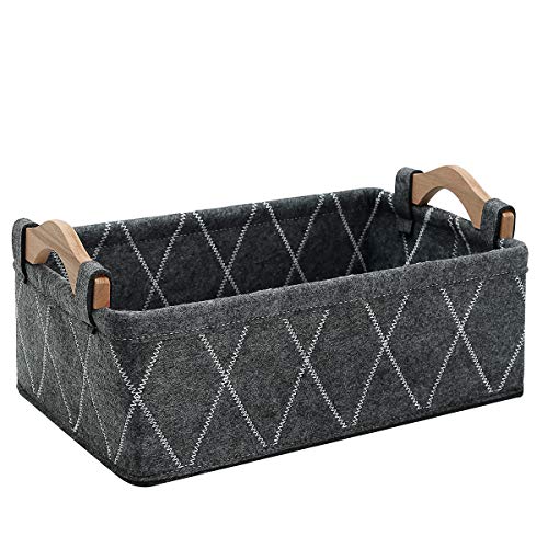 Foldable Storage Baskets with Wooden Handles
