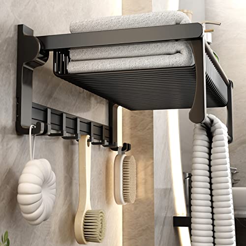Foldable Towel Rack with Hooks