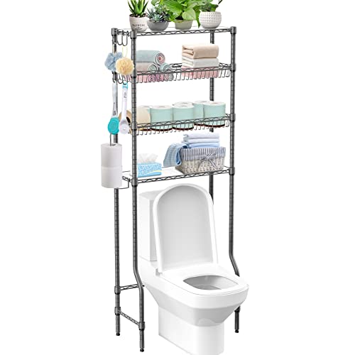 Denkee Over The Toilet Storage Shelf, 3-Tier Over-The-Toilet Organizer  Rack, Over Toilet Bathroom Organizer Space Saver, Easy to Assemble, Rustic
