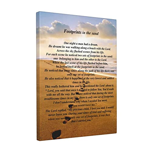 Footprints In The Sand Painting Poem Poster