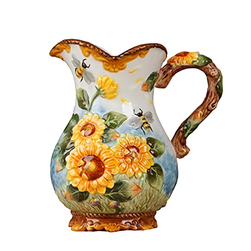 FORLONG Large Ceramic Water Pitcher Flower Vase