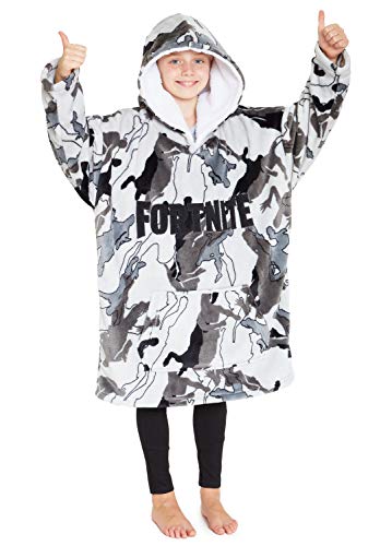 Fortnite Hoodie for Boys, Oversized Hoodie Sweatshirt Blanket, Warm Comfortable Hooded Robe, Gifts for Boys Girls Teens (Grey)