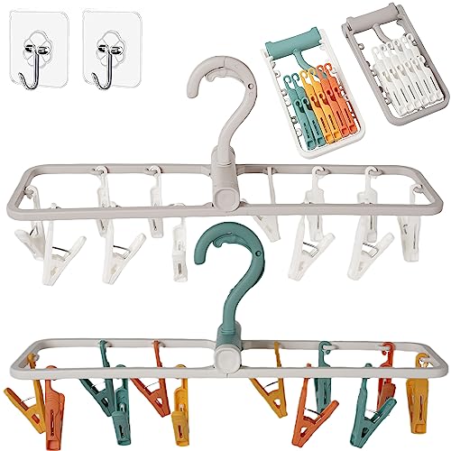 Foshine Clothes Drying Racks - Portable Underwear Hangers with Clips