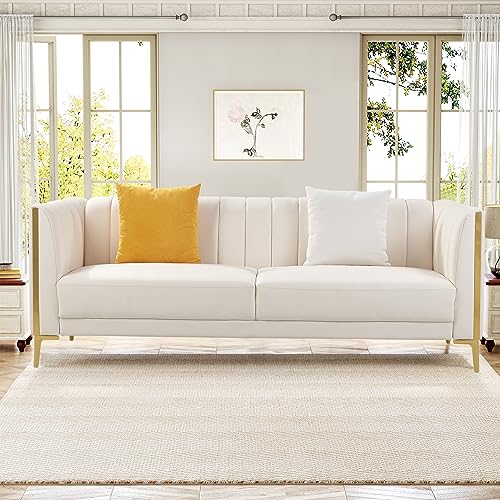 FOTOSOK 78'' Sofa - Modern White Sofas Couches for Living Room
