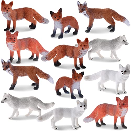 Fox Toy Figures Set - Arctic and Red Foxes Animal Playset