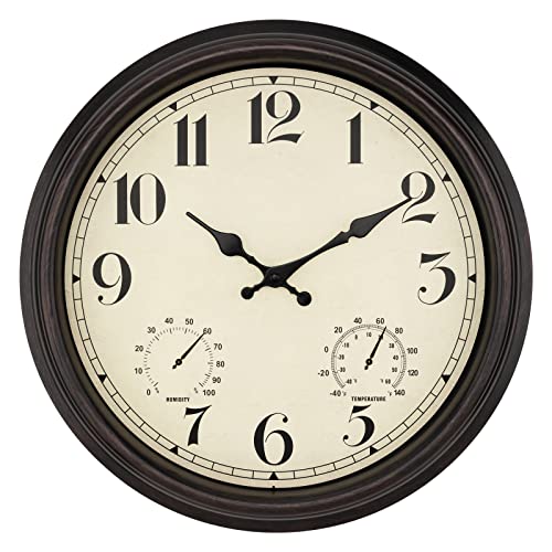 Foxtop 16 Inch Outdoor Clock with Thermometer and Hygrometer