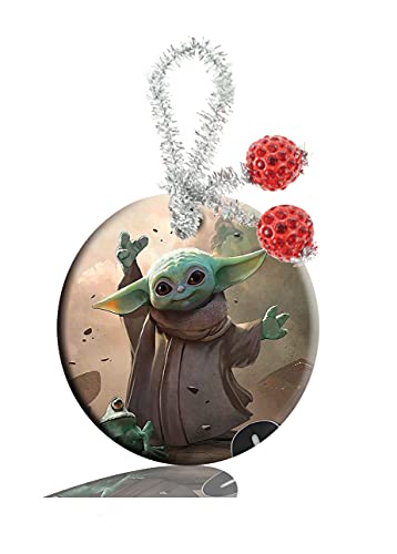 FQJNS Porcelain Ornament Round Christmas Tree Ceramic Hanging Decorative Home Decoration Gift Diameter 28 Inch Baby Yoda YUI25 YUI25 2.8X2.8X0.15Inches