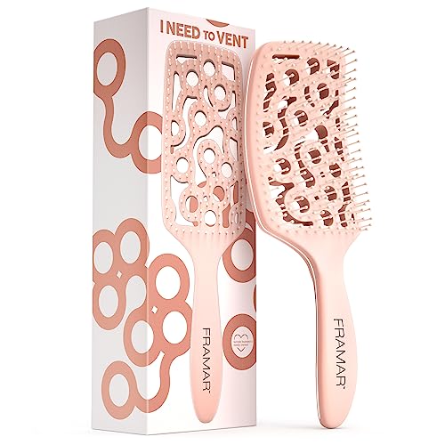 FRAMAR Professional Vented Hair Brush – Paddle Curved Hair Brush For Blow Drying, Wet Paddle Brush for Women Blow Drying