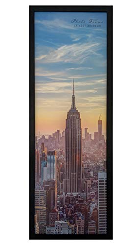 Frame Amo 12x36 Black Modern Picture or Poster Frame, 1 inch Wide Border, Smooth Wrap Finish, Acrylic Front