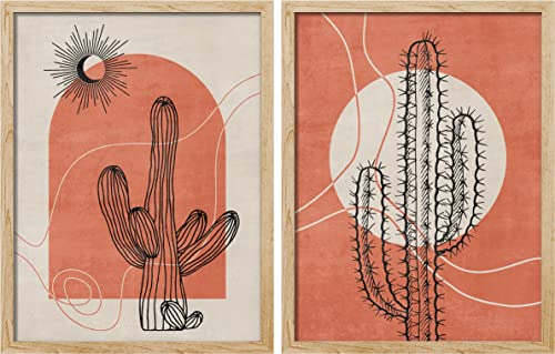 Framed Cactus Abstract Wall Art