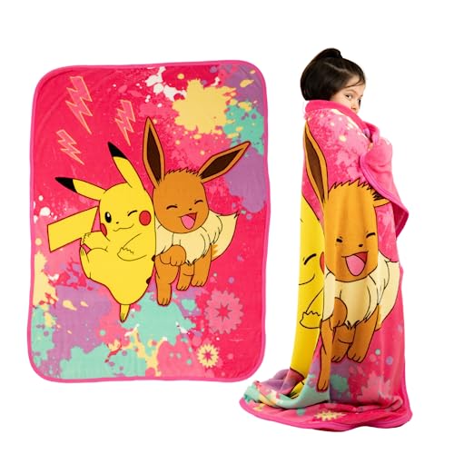 Franco Pokemon Anime Pikachu and Eevee Kids Bedding Throw