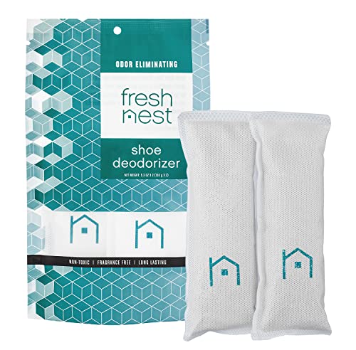 Fresh Nest Shoe Deodorizer (2-Pack) - Odor Eliminator, Freshener for Sneakers, Gym Bags, and Lockers