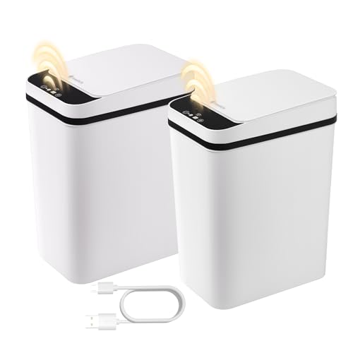 FRESHLIX Bathroom Automatic Trash Can 2 Pack - Small and Smart