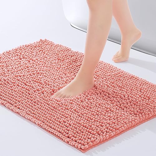 FRESHMINT Chenille Bathroom Rugs - Soft, Absorbent, Non-slip Bath Mat with Quick-Dry Features