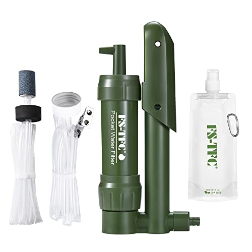 FS-TFC Pocket Water Filter Survival 0.01 Micron Water Purifier Emergency Survival Gear for Drinking Backpacking Hiking Camping Outdoor Filtration